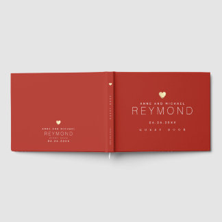 Livre D'or Elegant Modern Romantic Brick-Red Heart