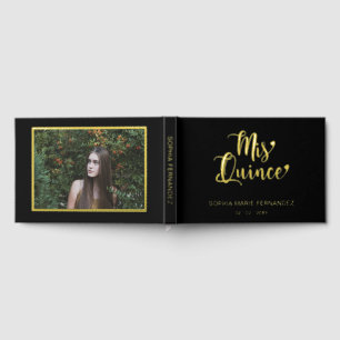 Livre D'or Elégant moderne Black Gold Photo Quinceañera