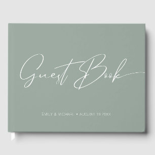 Livre D'or Élégant Moderne Calligraphie Lumière Sage Mariage