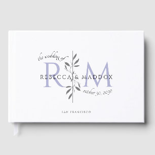 Livre D'or Élégant Monogramme Botanique Lavande pour Mariage