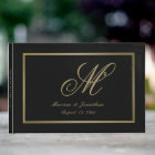 Élégant Monogramme Or Script Mariage noir