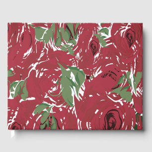 Livre D'or Elégant Motif Rose Vintage - Rouge & Vert Floral