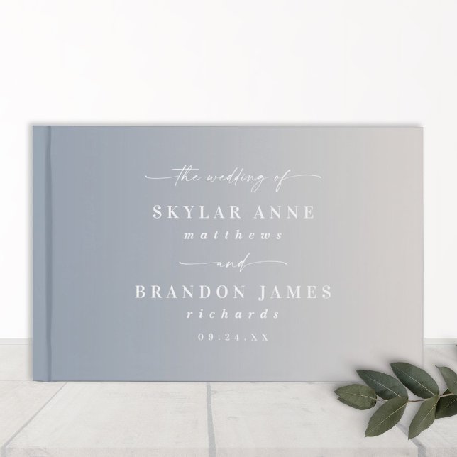 Livre D'or Elégant Ombre Dusty Blue & Off-White Mariage (Créateur téléchargé)