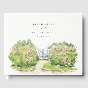 Livre D'or Elégant Pastel Aquarelle Cottage Jardin Mariage