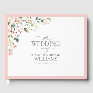 Livre D'or Elégant Peach Rose Aquarelle Mariage Floral