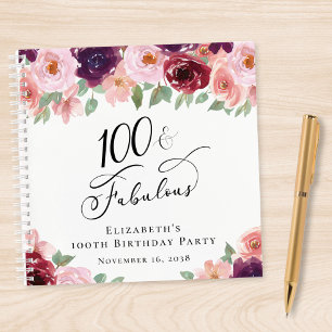Livre d'or élégant pour une fête de 100 ans avec d