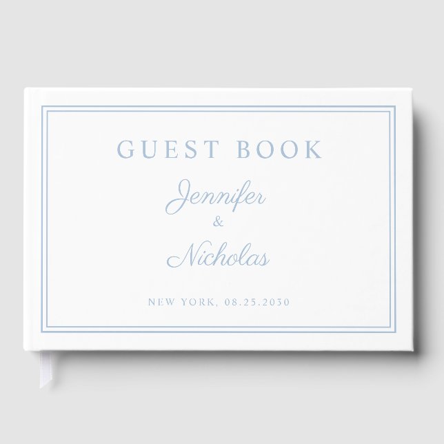 Livre D'or Elegant Powder Blue Script Wedding (Recto)
