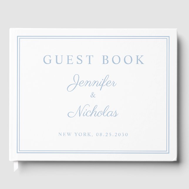 Livre D'or Elegant Powder Blue Script Wedding (Recto)