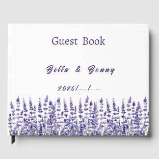Livre D'or Elegant Purple Lavender Floral Wedding 