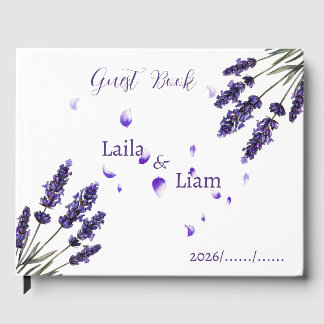 Livre D'or Elegant Purple Lavender Floral Wedding 
