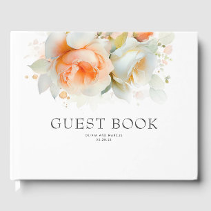 Livre D'or Élégant Rose Botanique Fleurs Mariage Boho