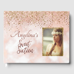 Livre D'or Élégant Rose de script Gold Blush Pink Gold Partie
