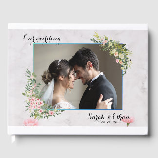Livre D'or Élégant rose floral Photo Cerisier Blossom Mariage