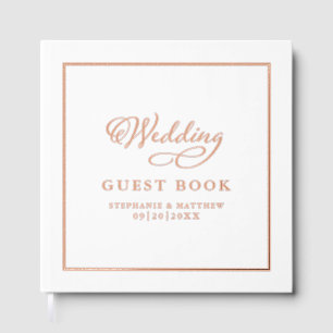 Livre D'or Élégant Rose Gold Calligraphie Mariage Chic White