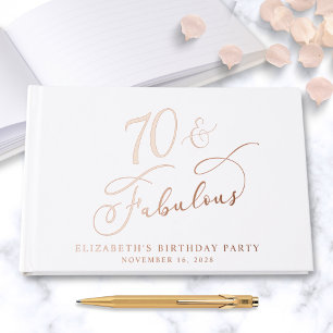 Livre D'or Elégant Rose Gold Foil Blanc 70e anniversaire fête
