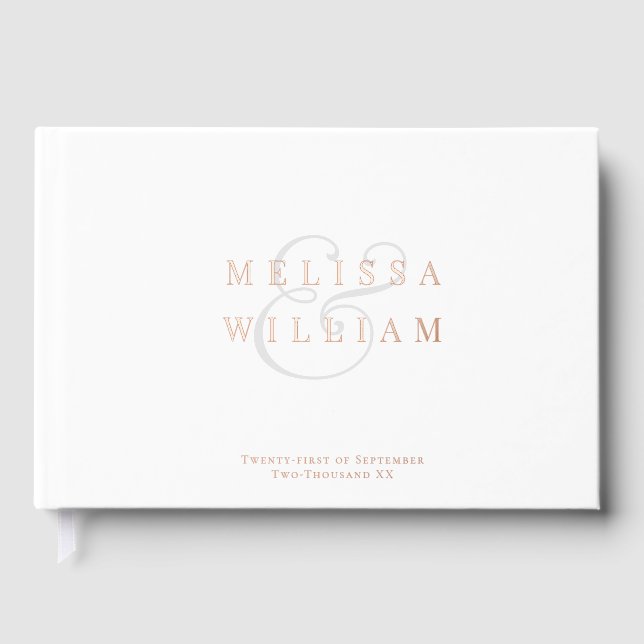 Livre D'or Elégant Rose Gold Foil Gris Ampersand Wedding (Recto)