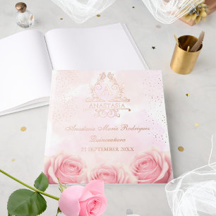 Livre D'or Élégant Rose Gold Foil rose Floral Quinceañera