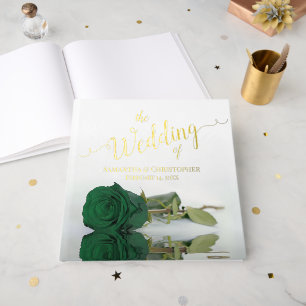 Livre D'or Élégant Rose vert émeraude Grande huile Mariage