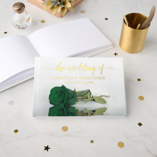 Livre D'or Élégant Rose vert émeraude Petit Mariage