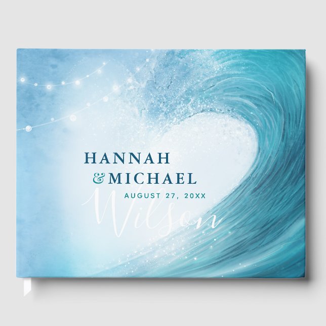 Livre D'or Elégant Rustic Ocean Wave Beach Mariage (Recto)