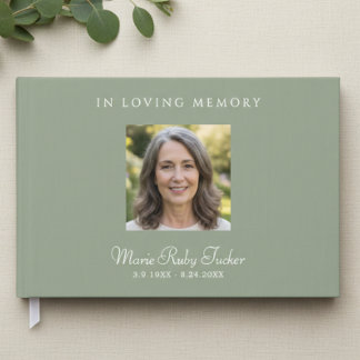 Livre D'or Elegant Sage Green Photo In Loving Memory Funeral