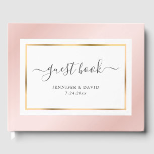 Livre D'or Élégant Script Blush Pink Gold Mariage