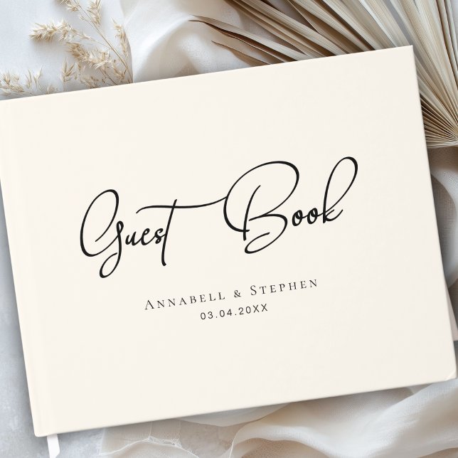 Livre D'or Elegant, Script Font Beige Wedding  (Elegant, Script Font Beige Wedding Custom Guest Book)