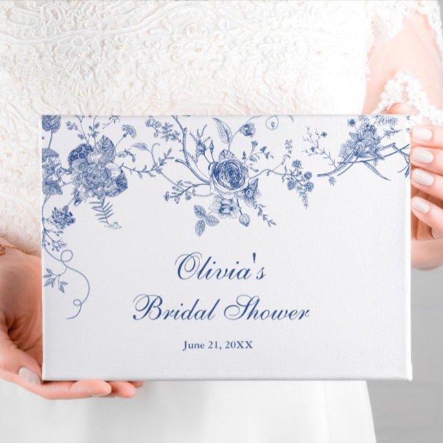 Livre D'or Élégant Shower de Mariage Floral Bleu Victorien (Créateur téléchargé)