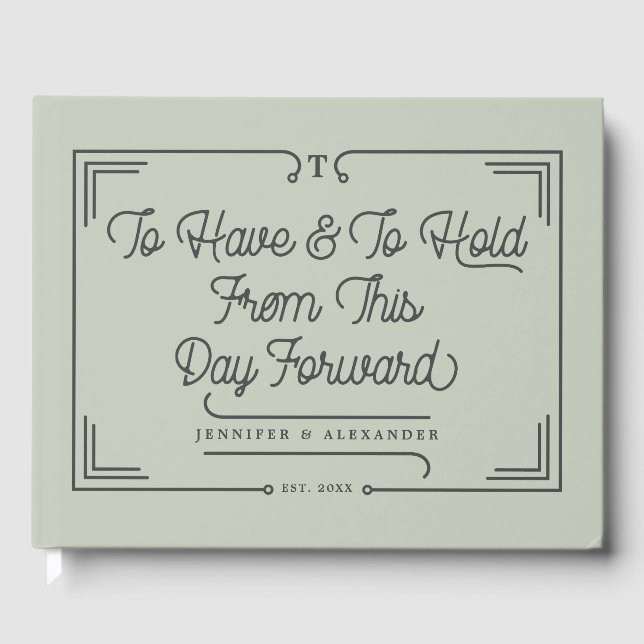 Livre D'or Elégant simple Citation Eucalyptus Mariage vert (Recto)