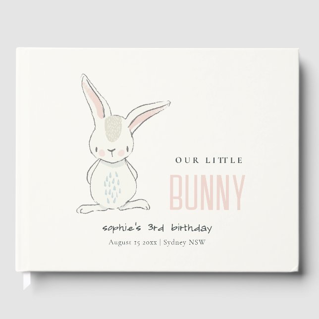Livre D'or Élégant Simple Cute Bunny Pink Blush Anniversaire  (Recto)