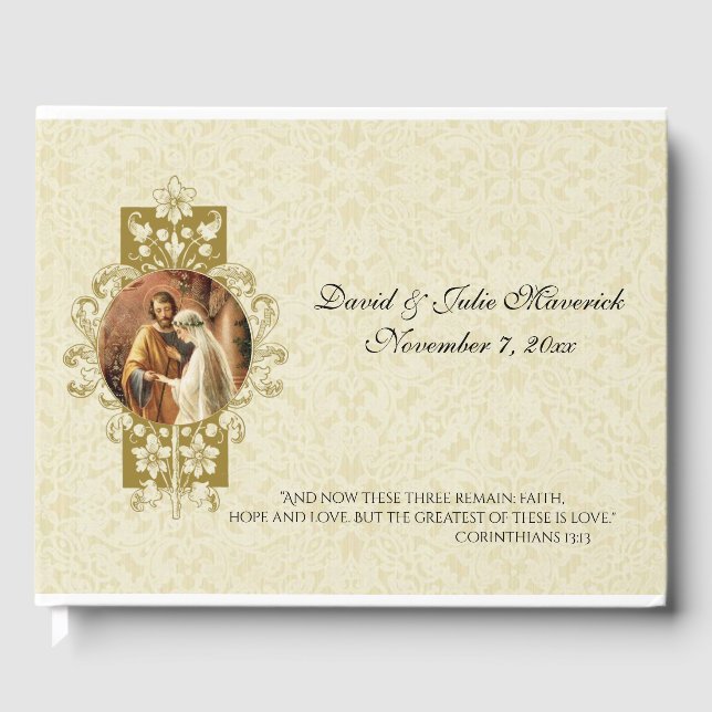 Livre D'or Élégant simple Mariage catholique traditionnel (Recto)