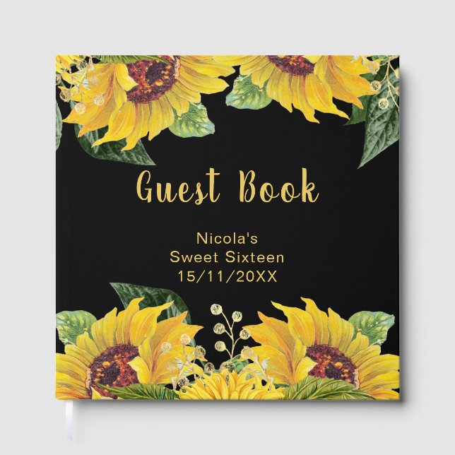 Livre D'or Elegant Sunflowers and Foliage Sweet Sixteen (Recto)