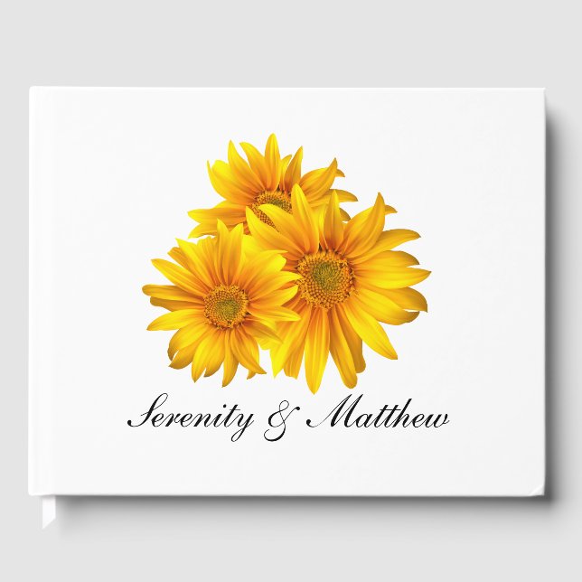 Livre D'or Élégant tournesol pays Jaune Mariage Floral (Recto)