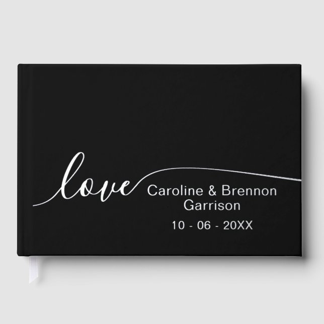 Livre D'or Élégant Unique Couple Noms Aimer Texte Or (Recto)