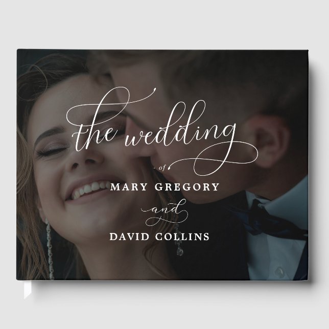 Livre D'or Élégant Vellum noir & blanc superposition Mariage  (Recto)