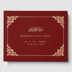 Livre D'or Elégant Vintage Gold Burgundy Red Musulman Mariage