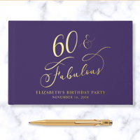 Élégant violet 60e anniversaire de fête Gold