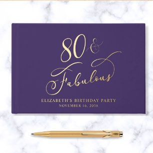 Livre D'or Elégant violet 80e anniversaire de fête Gold