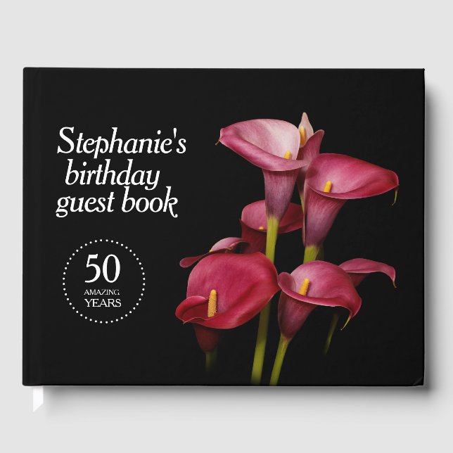 Livre D'or Elégant violet Calla Lilies 50e Année Anniversaire (Recto)