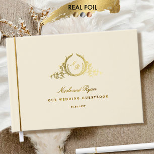 Livre D'or Élégant vrai Champagne Champagne Monogram Mariage