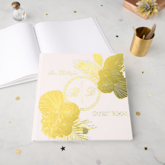 Livre D'or Elegant Watercolor Floral Monogram Wedding