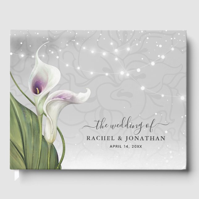 Livre D'or Elégante aquarelle blanche et violette Calla Lily (Recto)