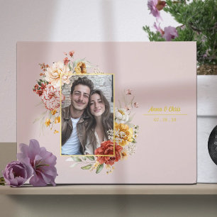 Livre D'or Elégante aquarelle Floral Mariage Photo Gold