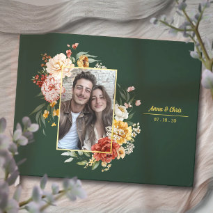 Livre D'or Elégante aquarelle Floral Mariage Photo Gold