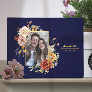 Livre D'or Elégante aquarelle Floral Mariage Photo Gold