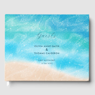 Livre D'or Elégante aquarelle Sandy Ocean Beach Mariage