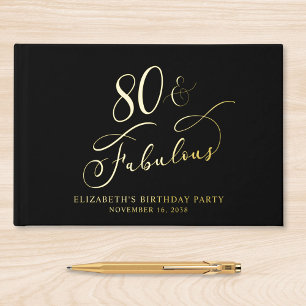 Livre D'or Elégante Black 80th Birthday Party