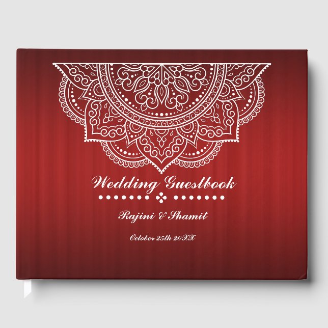 Livre D'or Elégante Bourgogne rouge profonde Paisley Mandala (Recto)