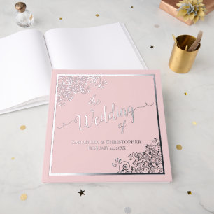 Livre D'or Élégante calligraphie Blush rose Mariage à huile d