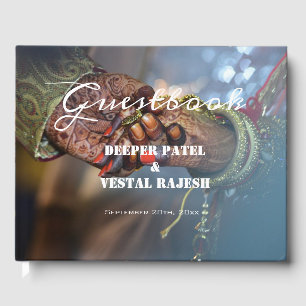 Livre D'or Élégante calligraphie Henné Photo Mariage indien